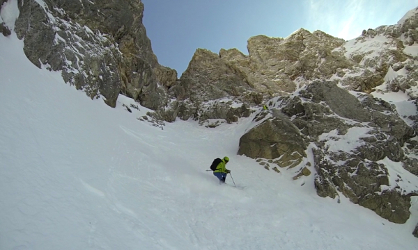 Freeride Steilabfahrt durch die Schwärzerinne
