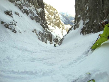 Freeride Steilabfahrt durch die Schwärzerinne