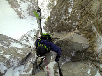 Freeride Steilabfahrt durch die Schwärzerinne